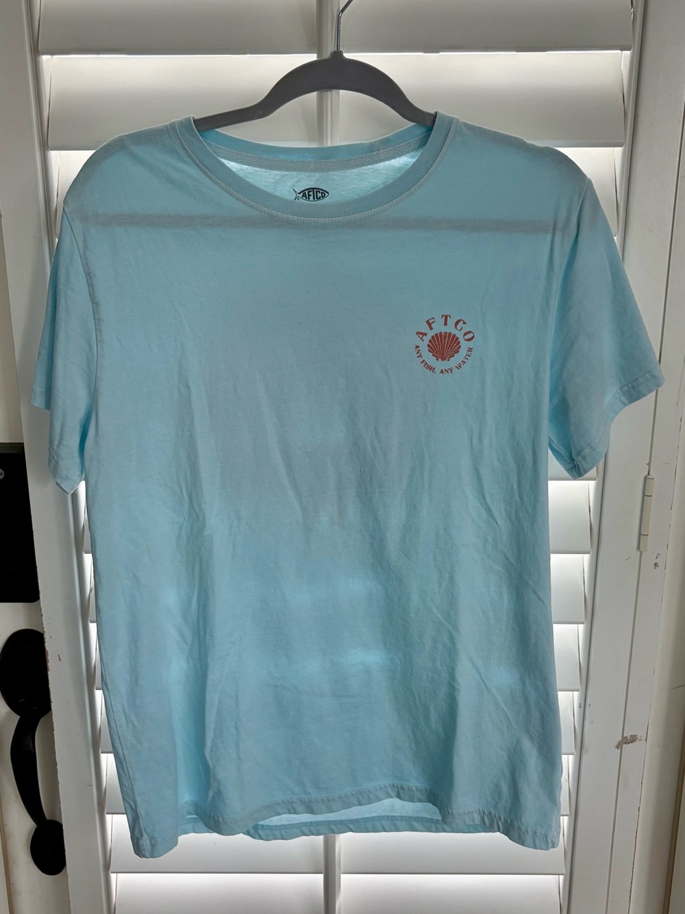 AFTCO Light Blue Short Sleeve Logo T‑Shirt